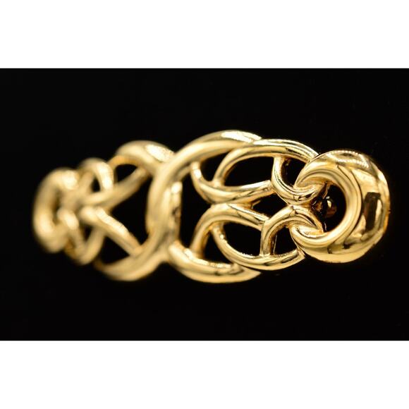 Givenchy Vintage Pin Brooch Weaved Bar Gold Large Chunky Runway Signed 80s Bin5A - Picture 3 of 12